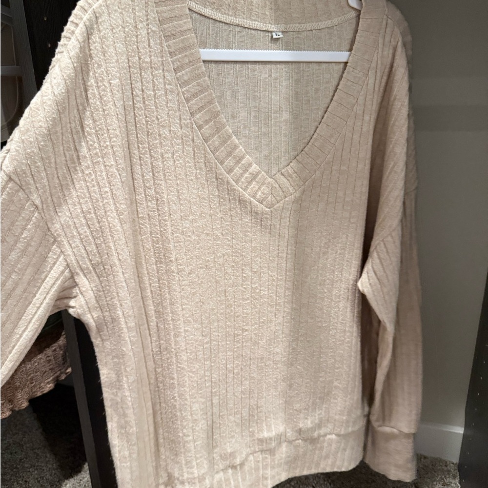 Cozy V-Neck Cream Sweater